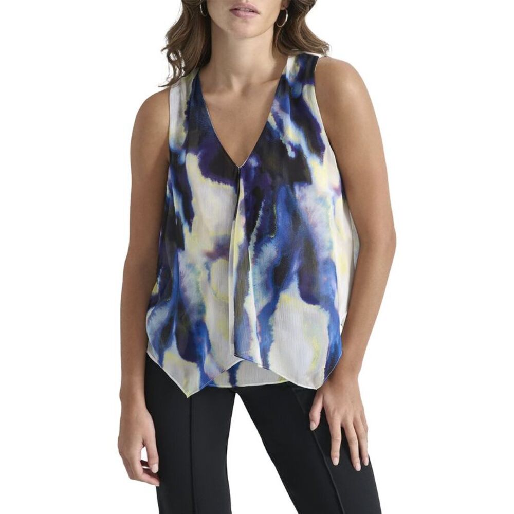 Dkny Womens V-Neck Sleeveless Top